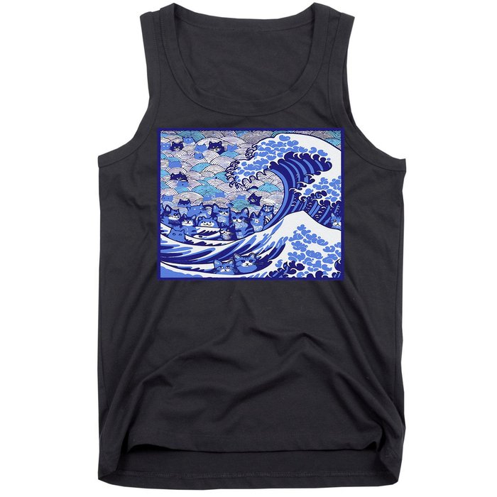 Blue Cats Wave For Kamala Funny Gift Tank Top