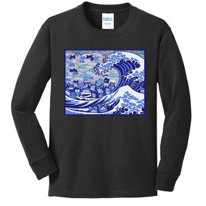 Blue Cats Wave For Kamala Funny Gift Kids Long Sleeve Shirt