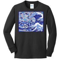 Blue Cats Wave For Kamala Funny Gift Kids Long Sleeve Shirt