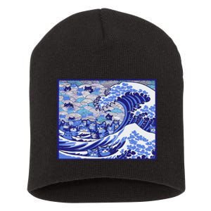 Blue Cats Wave For Kamala Funny Gift Short Acrylic Beanie