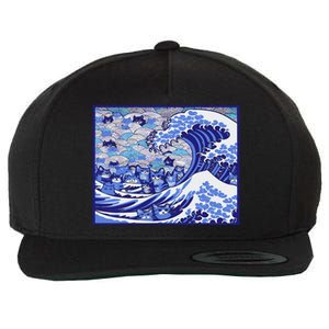 Blue Cats Wave For Kamala Funny Gift Wool Snapback Cap