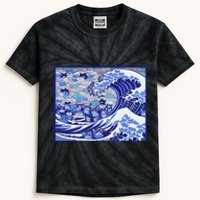 Blue Cats Wave For Kamala Funny Gift Kids Tie-Dye T-Shirt