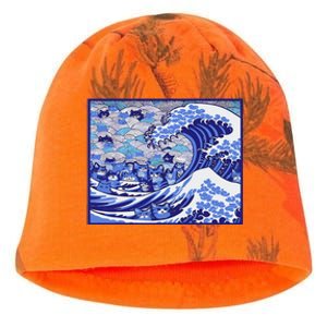 Blue Cats Wave For Kamala Funny Gift Kati - Camo Knit Beanie