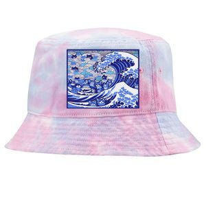 Blue Cats Wave For Kamala Funny Gift Tie-Dyed Bucket Hat