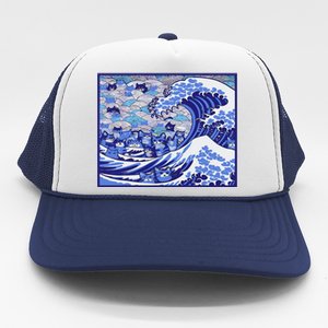 Blue Cats Wave For Kamala Funny Gift Trucker Hat