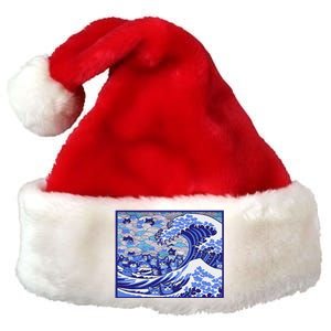 Blue Cats Wave For Kamala Funny Gift Premium Christmas Santa Hat