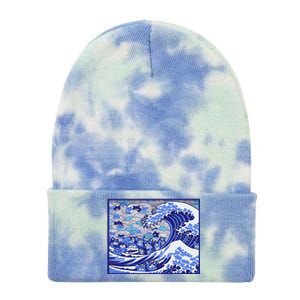 Blue Cats Wave For Kamala Funny Gift Tie Dye 12in Knit Beanie