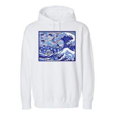 Blue Cats Wave For Kamala Funny Gift Garment-Dyed Fleece Hoodie