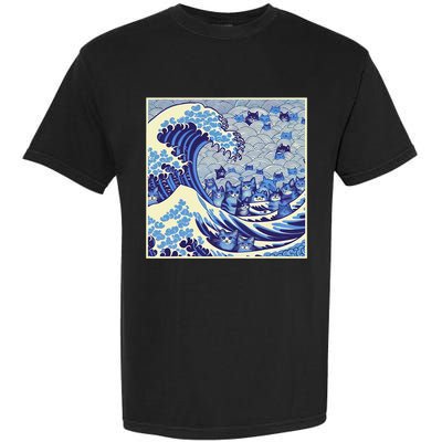 Blue Cats Wave For Kamala Funny Cat Lady Garment-Dyed Heavyweight T-Shirt