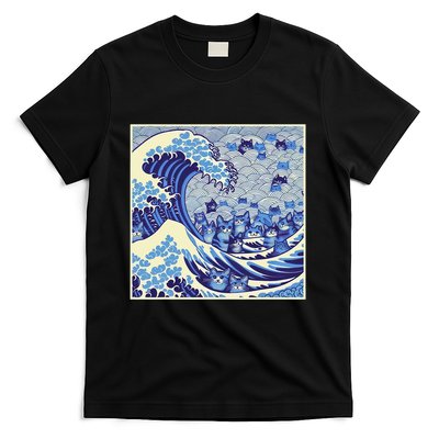 Blue Cats Wave For Kamala Funny Cat Lady T-Shirt