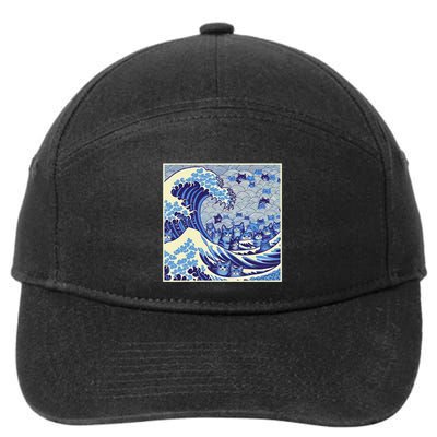 Blue Cats Wave For Kamala Funny Cat Lady 7-Panel Snapback Hat