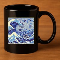 Blue Cats Wave For Kamala Funny Cat Lady 11oz C Handle Ceramic Mug