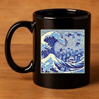 Blue Cats Wave For Kamala Funny Cat Lady 11oz C Handle Ceramic Mug