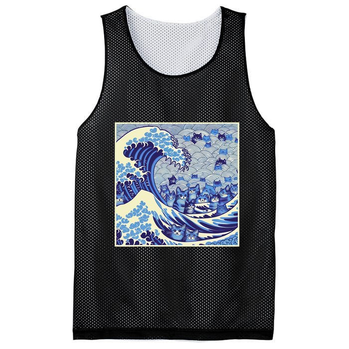 Blue Cats Wave For Kamala Funny Cat Lady Mesh Reversible Basketball Jersey Tank