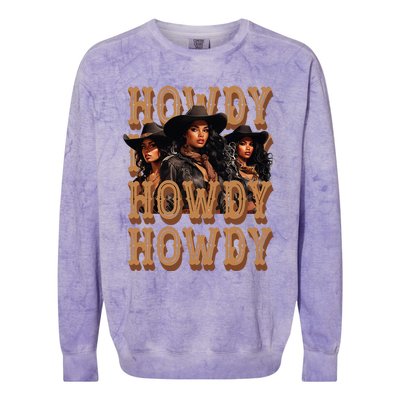 Black Cowgirls Western Rodeo Melanin Black History Howdy Colorblast Crewneck Sweatshirt