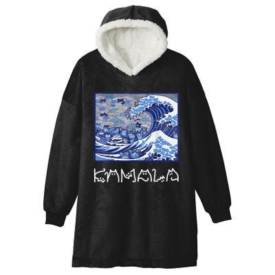 Blue Cats Wave For Kamala Funny Cat Lady Hooded Wearable Blanket