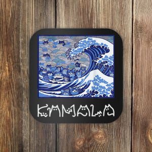 Blue Cats Wave For Kamala Funny Cat Lady Coaster