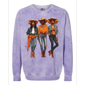 Black Cowgirl Western Rodeo Melanin Black History Texas Colorblast Crewneck Sweatshirt