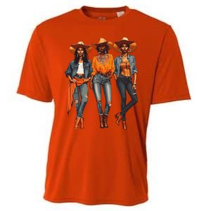 Black Cowgirl Western Rodeo Melanin Black History Texas Cooling Performance Crew T-Shirt