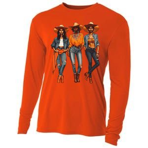 Black Cowgirl Western Rodeo Melanin Black History Texas Cooling Performance Long Sleeve Crew