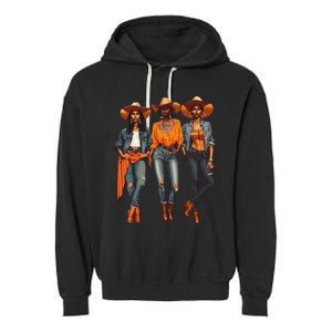 Black Cowgirl Western Rodeo Melanin Black History Texas Garment-Dyed Fleece Hoodie