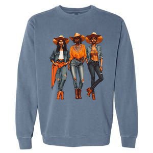 Black Cowgirl Western Rodeo Melanin Black History Texas Garment-Dyed Sweatshirt