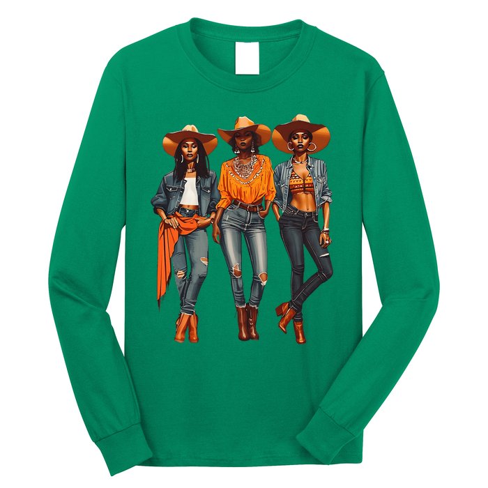 Black Cowgirl Western Rodeo Melanin Black History Texas Long Sleeve Shirt