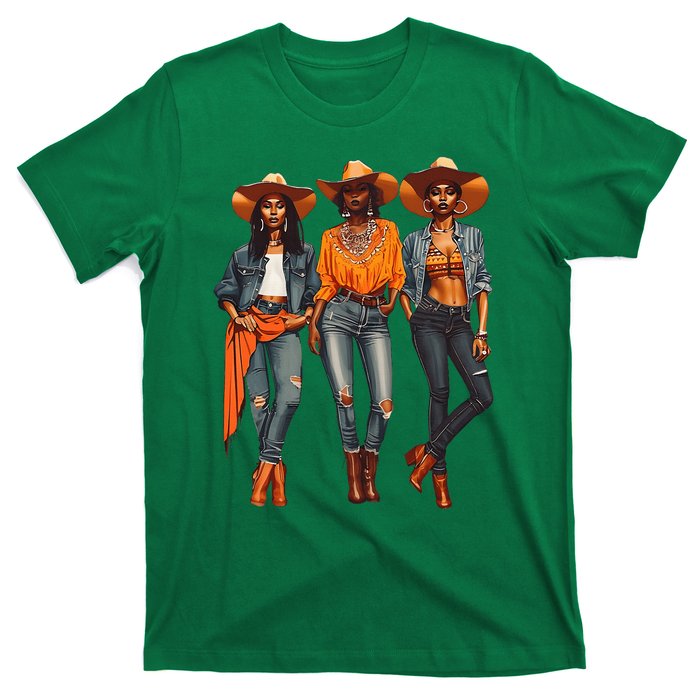 Black Cowgirl Western Rodeo Melanin Black History Texas T-Shirt