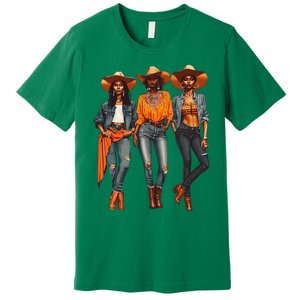 Black Cowgirl Western Rodeo Melanin Black History Texas Premium T-Shirt