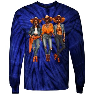 Black Cowgirl Western Rodeo Melanin Black History Texas Tie-Dye Long Sleeve Shirt