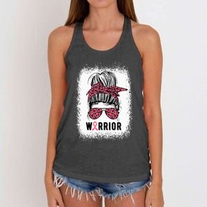 Breast Cancer Warrior Pink Ribbon Breast Cancer Awareness Women's Knotted Racerback Tank