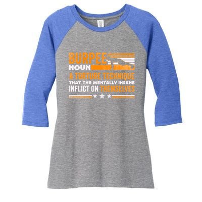 Burpee Calisthenics Workout Gift Women's Tri-Blend 3/4-Sleeve Raglan Shirt