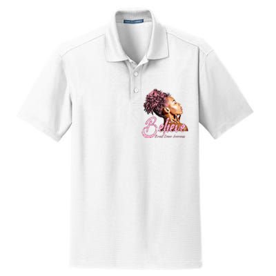 Breast Cancer Warrior Awareness Support Believe Dry Zone Grid Polo