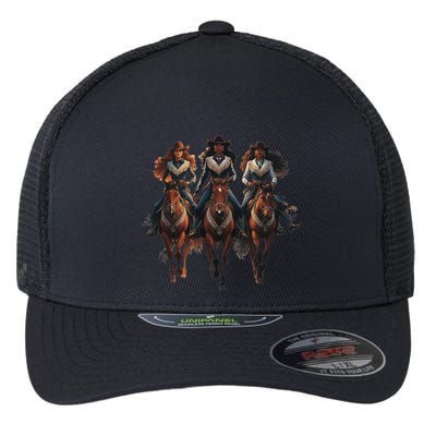 Black Cowgirl Western Rodeo Melanin Black History Texas Flexfit Unipanel Trucker Cap