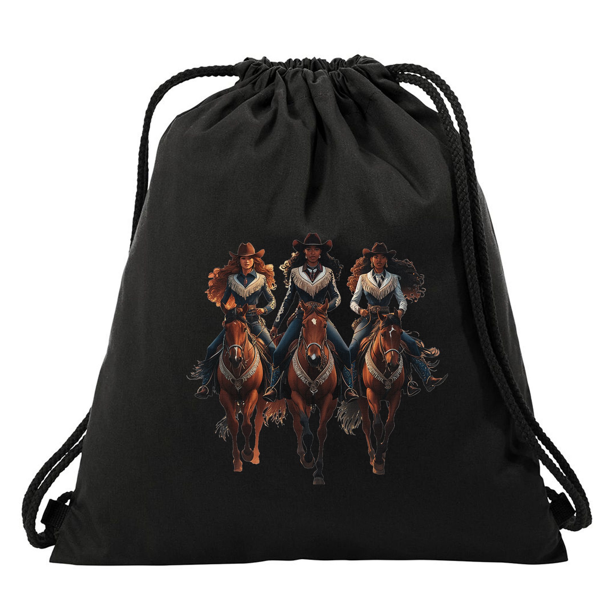 Black Cowgirl Western Rodeo Melanin Black History Texas Drawstring Bag