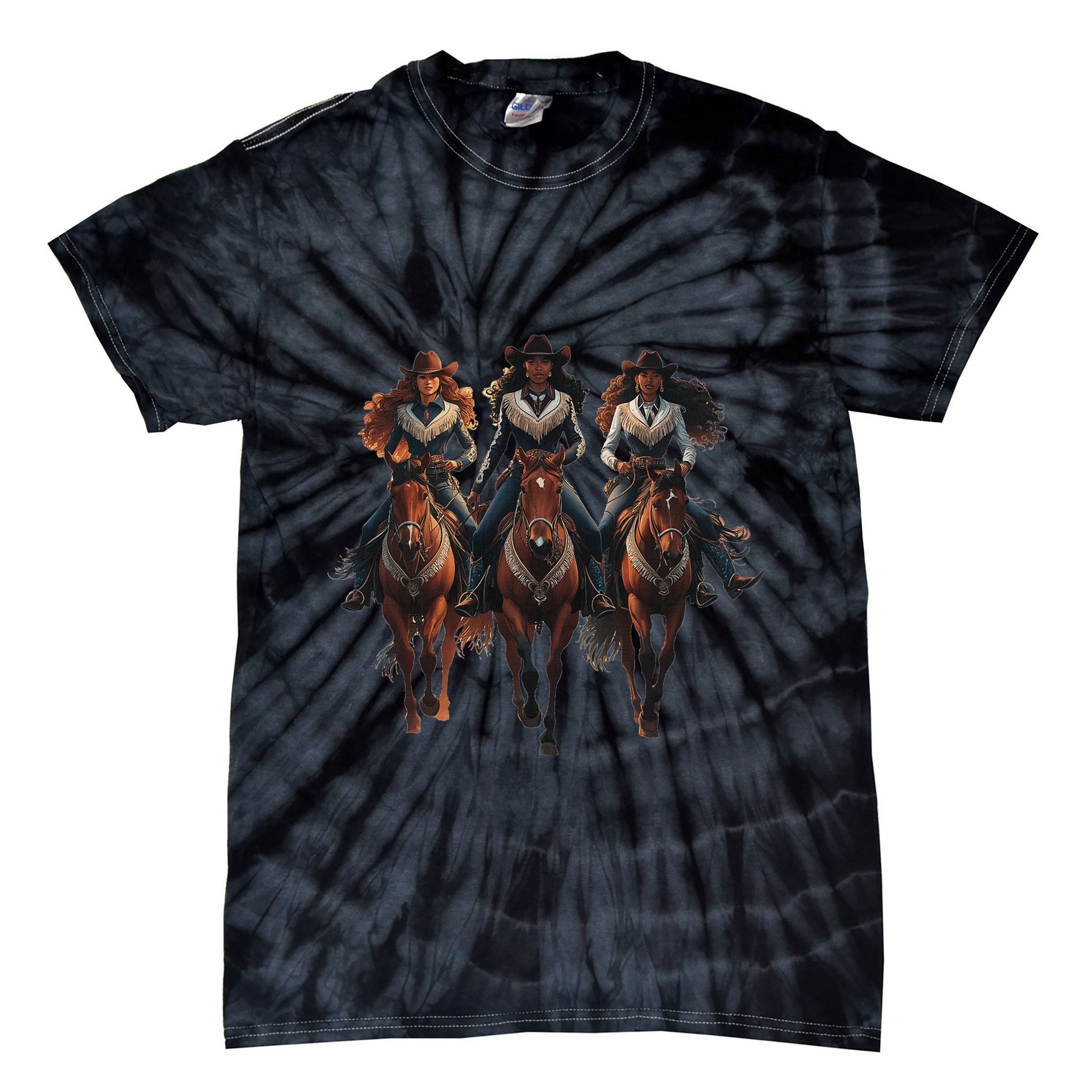 Black Cowgirl Western Rodeo Melanin Black History Texas Tie-Dye T-Shirt
