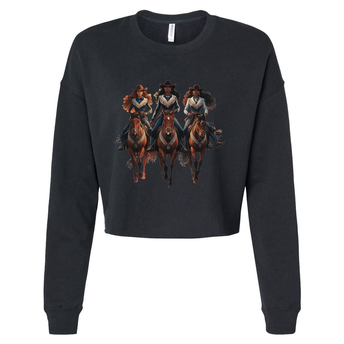 Black Cowgirl Western Rodeo Melanin Black History Texas Cropped Pullover Crew