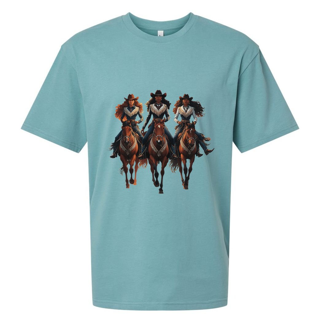 Black Cowgirl Western Rodeo Melanin Black History Texas Sueded Cloud Jersey T-Shirt