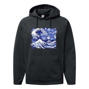 Blue Cats Wave For Kamala Funny Cat Lovers Kamala Harris Performance Fleece Hoodie