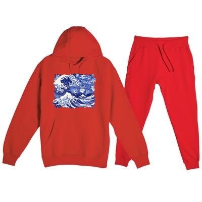 Blue Cats Wave For Kamala Funny Cat Lovers Kamala Harris Premium Hooded Sweatsuit Set