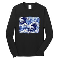 Blue Cats Wave For Kamala Funny Cat Owners Kamala Harris Long Sleeve Shirt