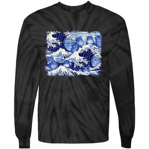 Blue Cats Wave For Kamala Funny Cat Owners Kamala Harris Tie-Dye Long Sleeve Shirt