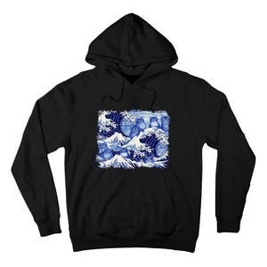 Blue Cats Wave For Kamala Funny Cat Owners Kamala Harris Tall Hoodie