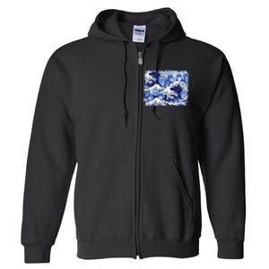 Blue Cats Wave For Kamala Funny Cat Owners Kamala Harris Full Zip Hoodie