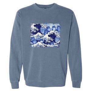 Blue Cats Wave For Kamala Funny Cat Owners Kamala Harris Garment-Dyed Sweatshirt