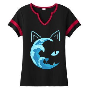 Blue Cats Wave For Kamala Funny Blue Wave Of Cat Ladies Ladies Halftime Notch Neck Tee