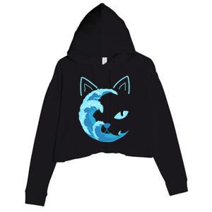 Blue Cats Wave For Kamala Funny Blue Wave Of Cat Ladies Crop Fleece Hoodie