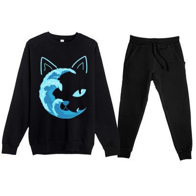 Blue Cats Wave For Kamala Funny Blue Wave Of Cat Ladies Premium Crewneck Sweatsuit Set