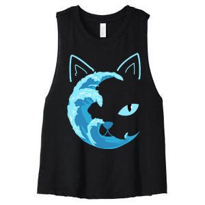 Blue Cats Wave For Kamala Funny Blue Wave Of Cat Ladies Women's Racerback Cropped Tank