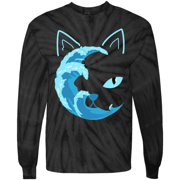 Blue Cats Wave For Kamala Funny Blue Wave Of Cat Ladies Tie-Dye Long Sleeve Shirt